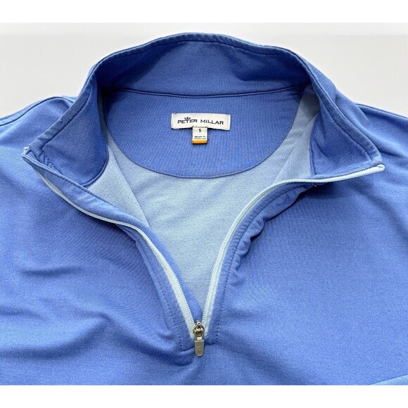 Peter Millar Perth Performance Men’s Pullover 1/4 Zip Size Small Blue - Picture 3 of 11